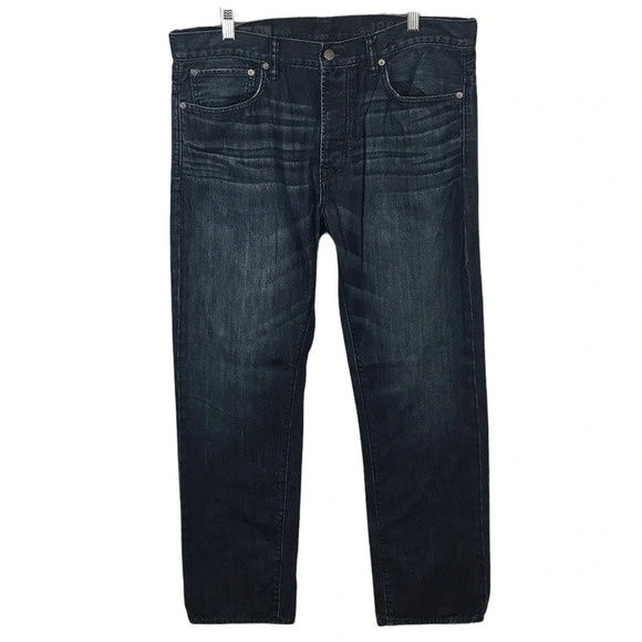 MJ481 Mens Gap 1969 Original Whiskered Distressed Boot Cut Denim Jeans 34x30 - Picture 1 of 7